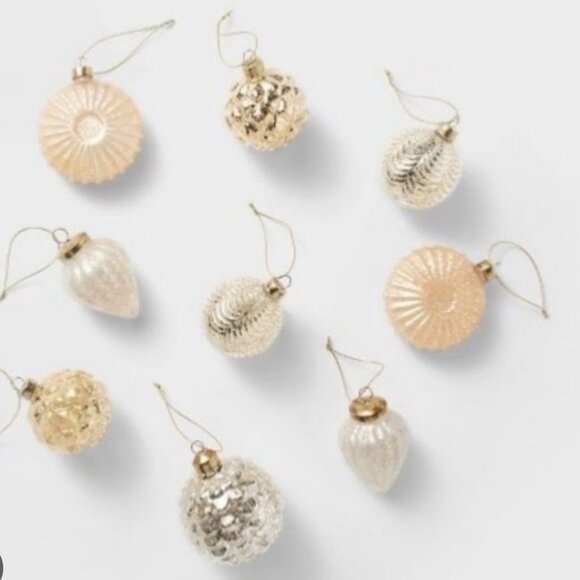 Threshold designed with Studio McGee 9 Piece Assorted Mercury Glass Christmas NW - Picture 1 of 3